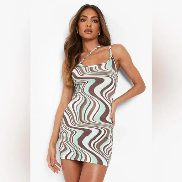 brown marble mini dress Marble Print Mini Dress main image 0